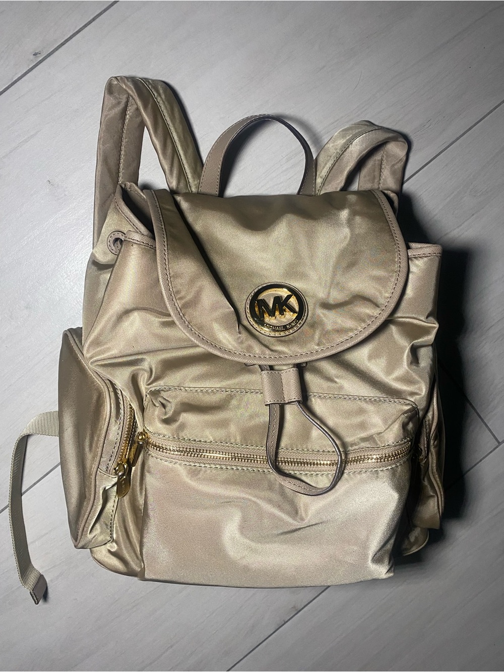 Michael Kors Metallic Gold Nylon Backpack